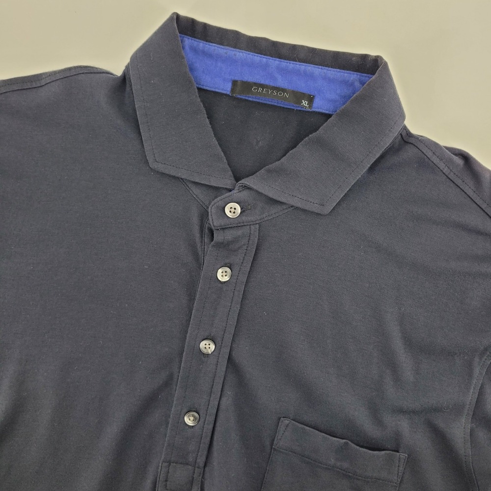 GREYSON Mens XL Navy Blue Pima Cotton Modal Spandex Polo‎ Shirt Pocket